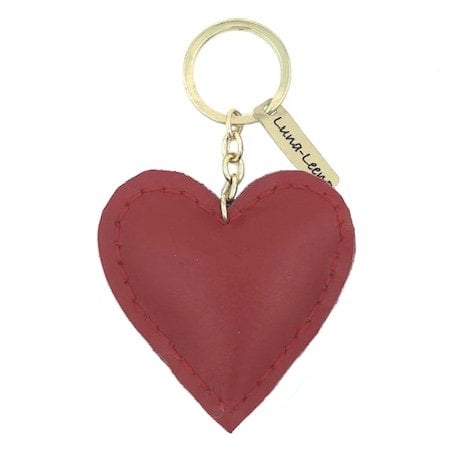 Luna-Leena Keychain Heart Rood - 100% leer - Handgemaakt in Nepal
