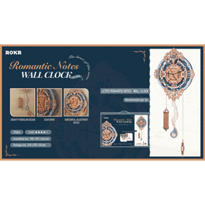 Robotime, 3D Houten Puzzel Romantic Note Wall Clock, LC701, 29,8x10,7x64,4cm