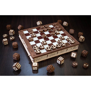 DIY Eco Wood Art, Gameset, Schaak en Damset, 0587, 25x28,5x4,2 cm
