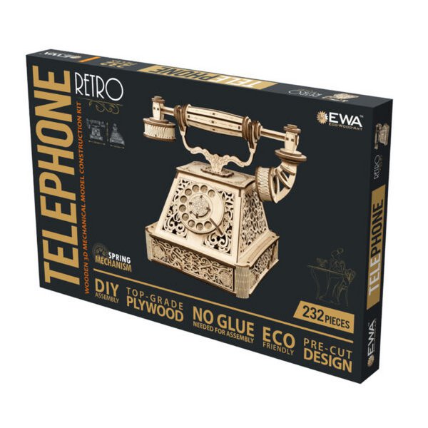 Eco Wood Art (EWA) 3D Houten Puzzel, Retro Telephone, 3861, 21,2x22x27,8cm