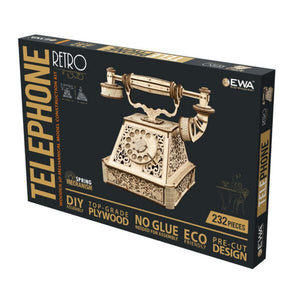 Eco Wood Art (EWA) 3D Houten Puzzel, Retro Telephone, 3861, 21,2x22x27,8cm