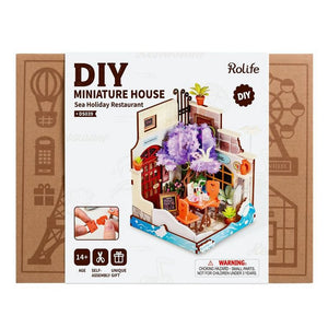 Robotime, DIY Huisje Sea Holiday Restaurant, DS039, 10x9,x13cm