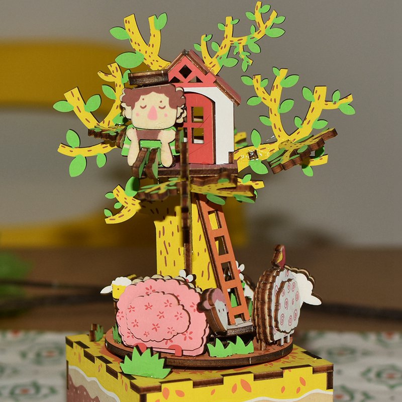 Robotime, Muziekdoos Hout DIY 3D Puzzel Tree House