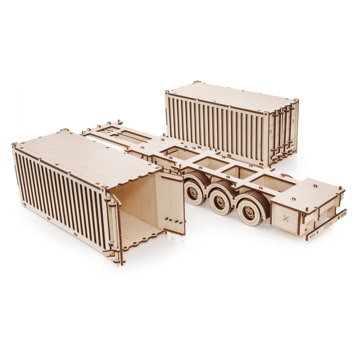 Eco Wood Art (EWA) 3D Houten Puzzel Container-Semitrailer for Truck “Road King”, 3724, 52,3x10,8x16,9cm