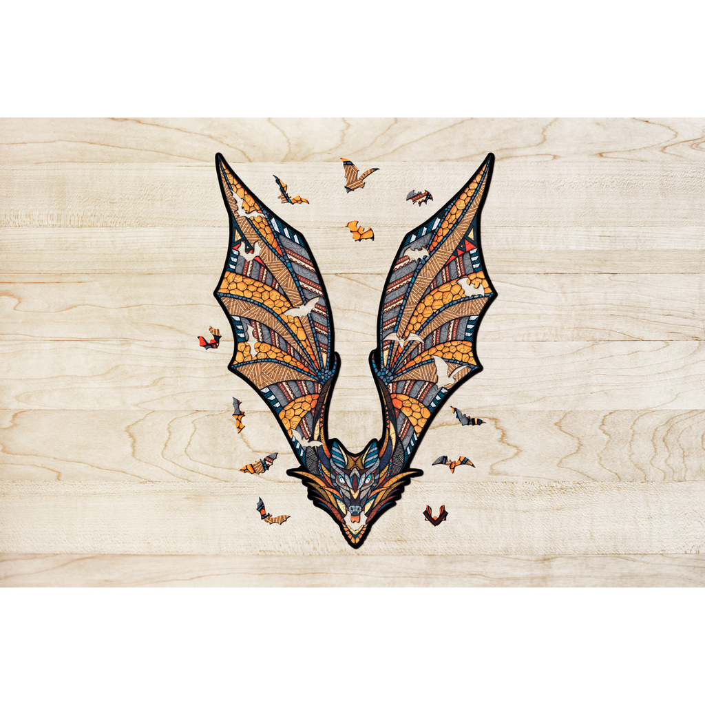 Eco Wood Art (EWA) Houten Legpuzzel Vleermuis/ Bat, Size L, 2185, 54x38,7x0,5cm