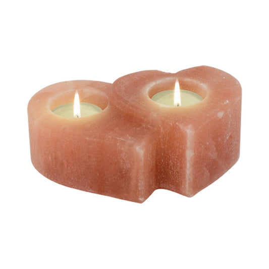 Himalaya Zoutkristal Salt Dreams Theelichthouder dubbel hart,  15.5 x 6 cm