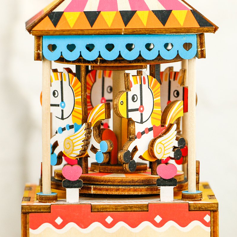 Muziekdoos Hout DIY 3D Puzzel Merry-Go-Round, Robotime