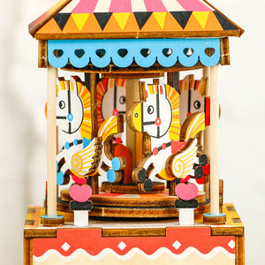 Muziekdoos Hout DIY 3D Puzzel Merry-Go-Round, Robotime