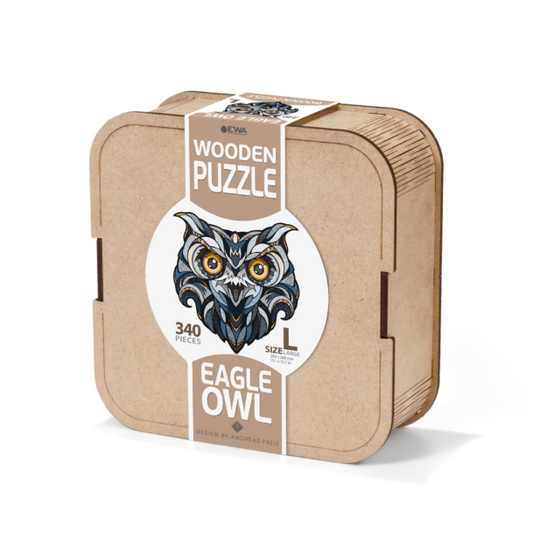 Eco Wood Art (EWA), Houten Legpuzzel Eagle-Owl, Size L, Houten Doos