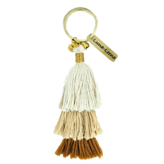 Luna -Leena Keychain Tassels Brown - Organic Cotton - Handmade in Nepal