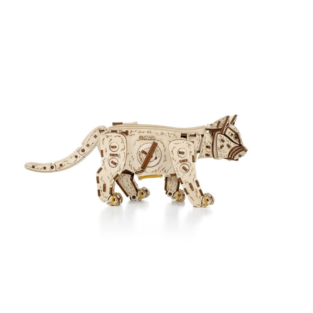Eco Wood Art (EWA) DIY 3D Mechanische Houten Puzzel, Kitten, 3830, 35,1x8,4x14,5