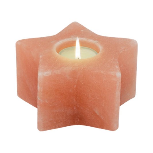 Himalaya Zoutkristal tealightholder ster oranje 11x11cm