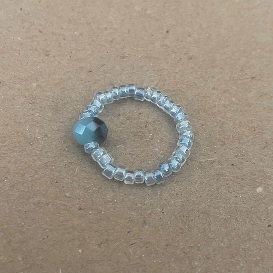 Luna-Leena - Ring - Zeeblauw - Gefacetteerde kraal - Handgemaakt in Nepal