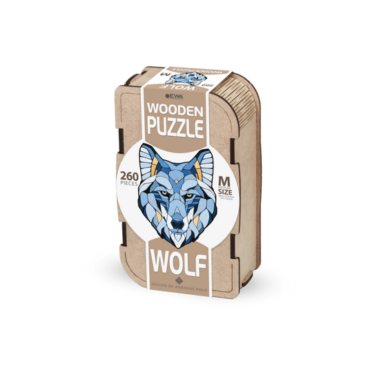 Eco Wood Art (EWA), Houten Legpuzzel Wolf, Size M, Houten Doos