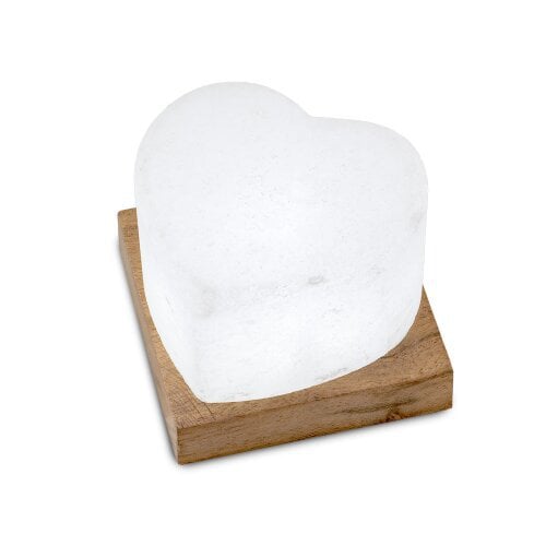 Himalaya Salt Dreams, Zoutlampje met LED verlichting op Houten voet, 9x9x6cm