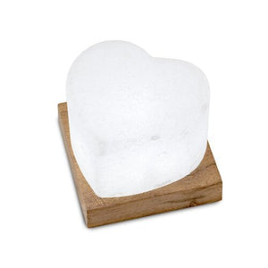 Himalaya Salt Dreams, Zoutlampje met LED verlichting op Houten voet, 9x9x6cm