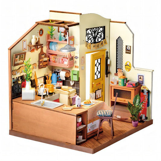 Robotime, DIY Huisje Homey/Cozy Kitchen met LED verlichting, DG159, 19x17,1x18,5cm
