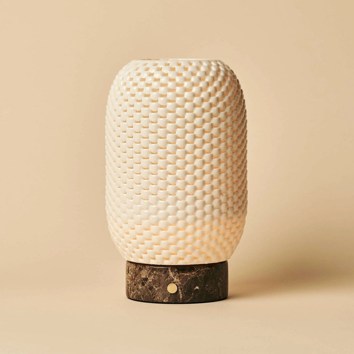 Tavellio- Aurora Donkerbruin Marmeren Snoerloze Tafellamp | 3D-geprint porselein, dimbaar en batterijduur tot 100 uur