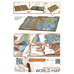 Houten Legpuzzel World Map in kleur, Eco Wood Art