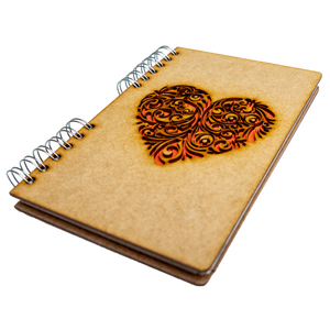 Duurzaam Houten Notitieboek – KOMONI – Rood Hart – Gerecycled papier – Navulbaar – ROHA