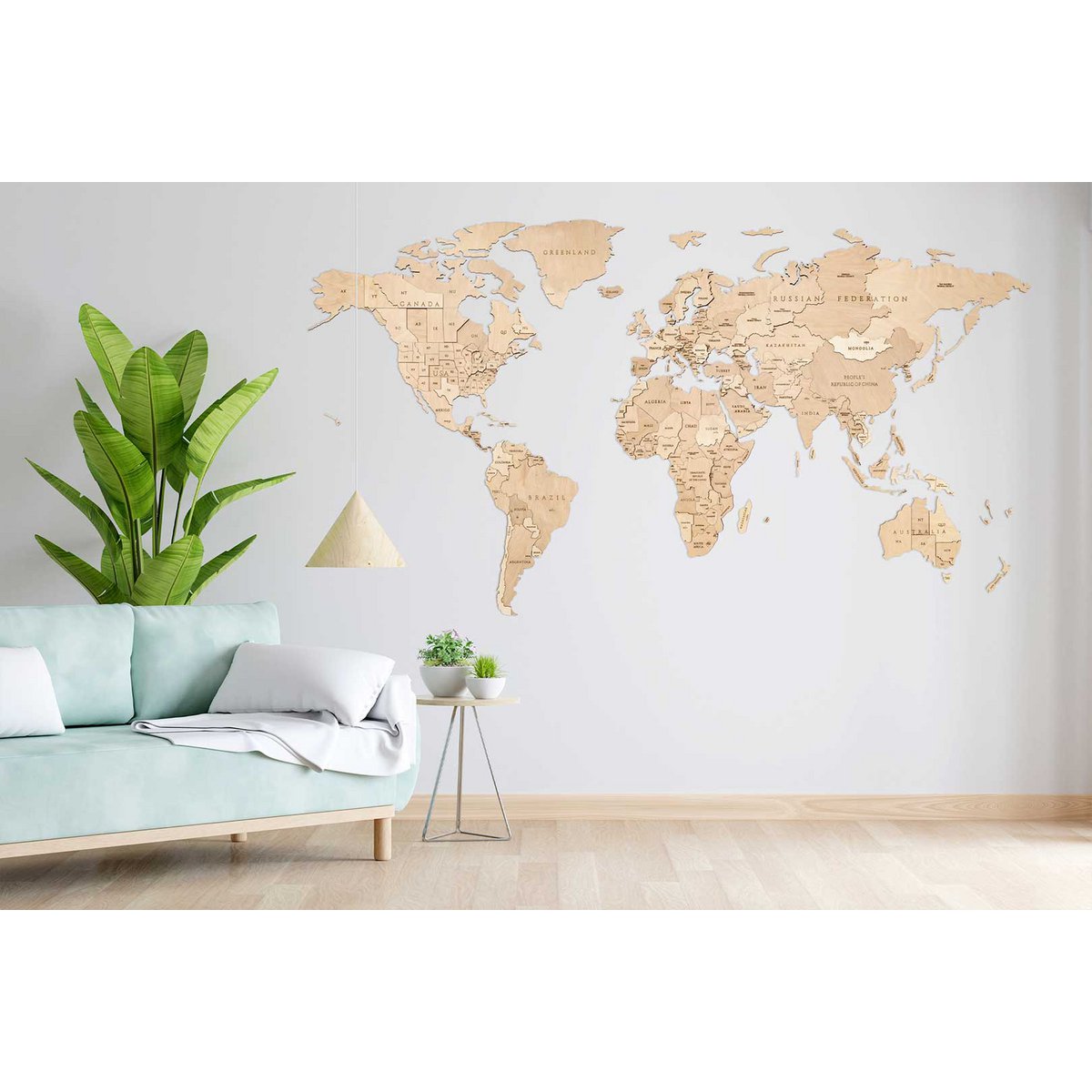 Eco Wood Art (EWA) Houten Wandpuzzel Wereldkaart Untouched World, Size M