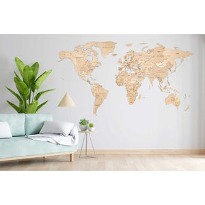 Eco Wood Art (EWA) Houten Wandpuzzel Wereldkaart Untouched World, Size M