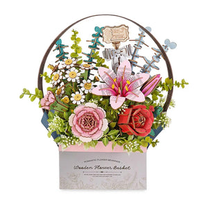 Robotime, DIY Houten Bloemenmandje/Wooden Flower Basket, TW03H, 28x15x30cm