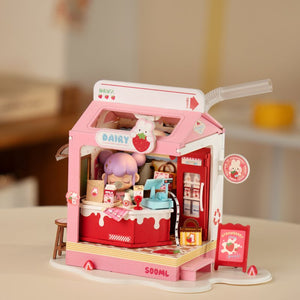 Robotime, DIY Huisje Strawberry Milk House , DS034, 15,5x11,6x18,3cm
