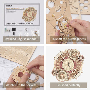 Robotime, 3D Houten Puzzel Zodiac Wandklok