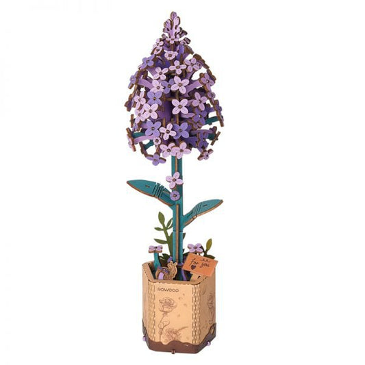 Robotime, DIY Houten Bloem Lilac, Lila Sering, TW021, 7,5x7x22,5cm