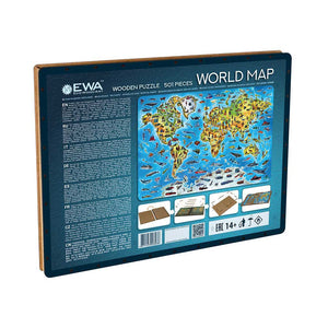 Houten Legpuzzel World Map in kleur, Eco Wood Art