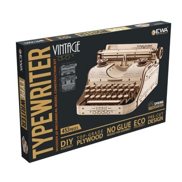 Eco Wood Art (EWA) 3D Houten Puzzel Vintage Typewriter, 465, 27x23,2x14,6CM