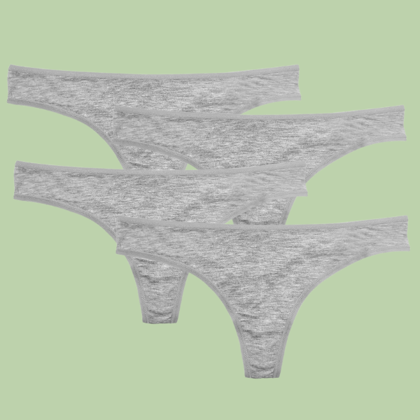 green-goose Bamboe Dames String - 4 Stuks - Grijs - 95% Bamboe
