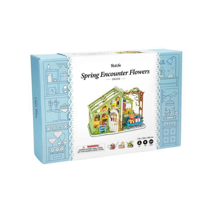 Robotime, Weg met die telefoon! DIY Huisje Spring Encounter Flowers, DG154, 17,6x13x12,8cm