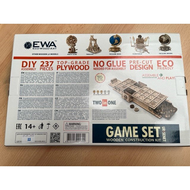 Eco Wood Art (EWA) 2 in 1 Bordspel, Senet en Ur