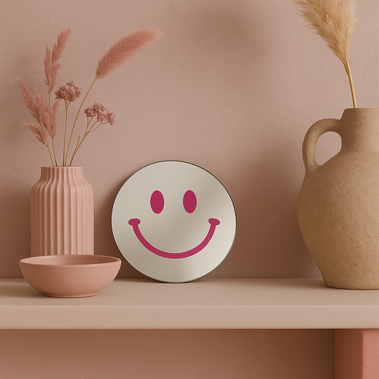 "Dagelijkse geluksboost" Smiley spiegel Pink Smile