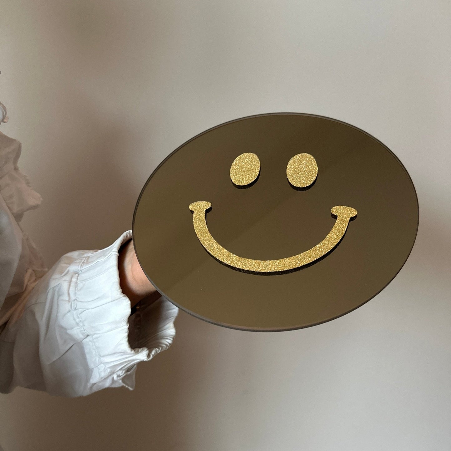 Vrolijkmakende Smiley spiegel Golden Smile