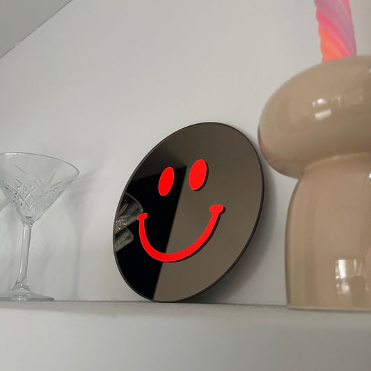 "Dagelijkse geluksboost" Smiley spiegel Neon Orange Smile