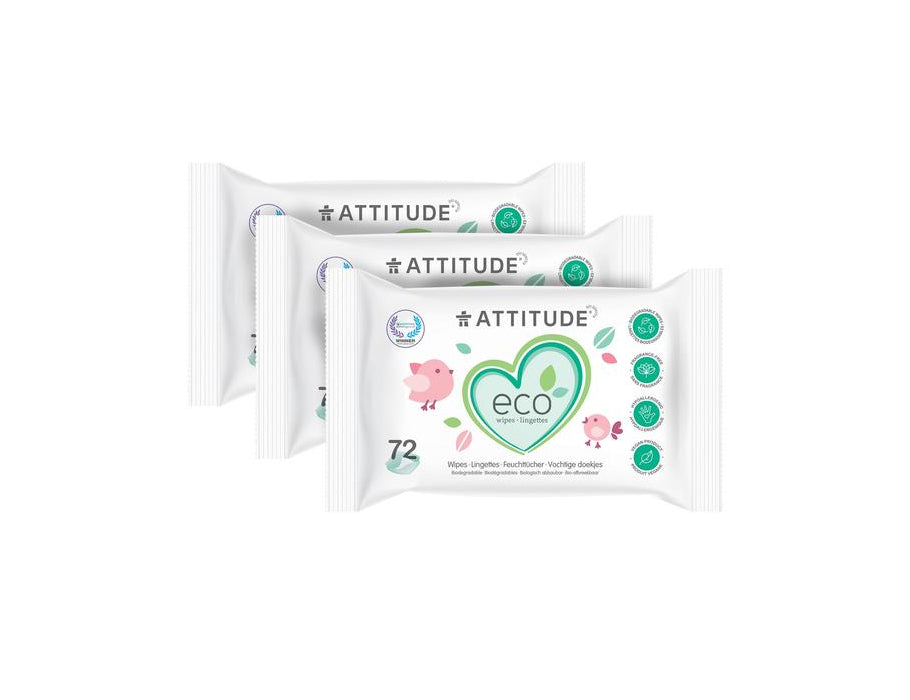 Attitude - Vochtige babydoekjes - multipack (3 st.) - www.eco-waar.nl